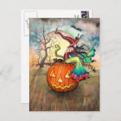 Een gigantische pompoen Halloween heksenkunst Briefkaart (Voorkant / Achterkant)