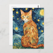 Een Ginger Tabby Cat in de Sterrennacht Briefkaart (Voorkant / Achterkant)