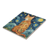 Een Ginger Tabby Cat in de Sterrennacht Tegeltje (Zijkant)