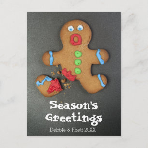 Een gingerbroodman die geschokt lijkt briefkaart