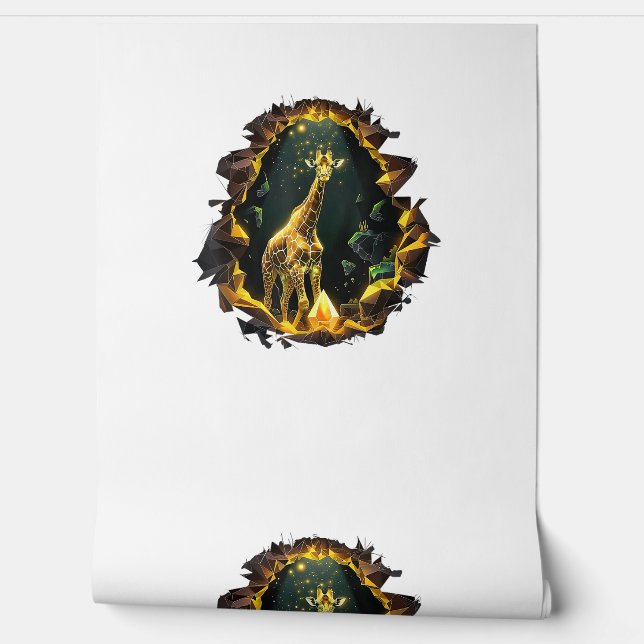 Een Giraffe in een boog versierd met glanzende C Behang (Afrollen)