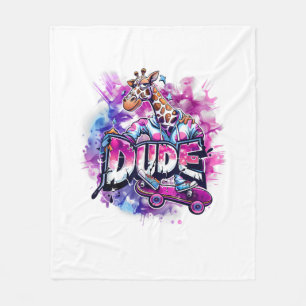 Een Giraffe met pyjama en rijden op een skateboard Fleece Deken