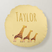 Een Giraffe Safari Adventure Rond Kussen (Voorkant)