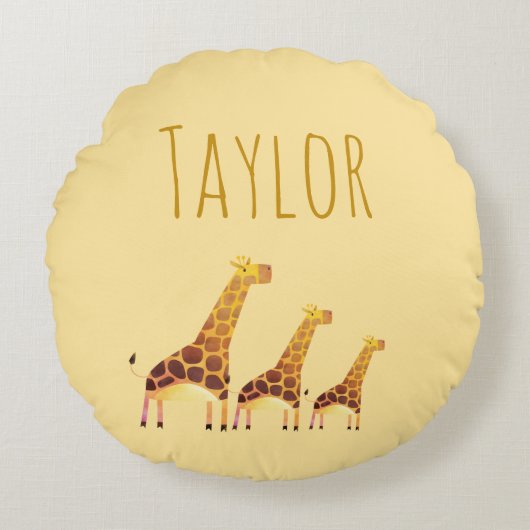 Een Giraffe Safari Adventure Rond Kussen (Voorkant)