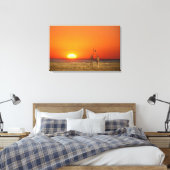 Een giraffe stel loopt de zonsondergang tegemoet,  canvas afdruk (Insitu (Slaapkamer))