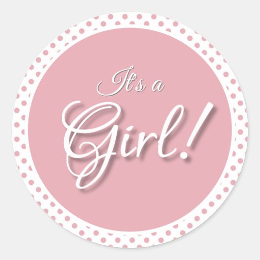 Een Girl Pink Polka Dot Ronde Sticker (Voorkant)
