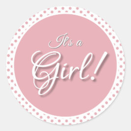 Een Girl Pink Polka Dot Ronde Sticker