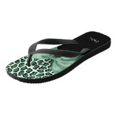Een girly moss groene jaguar dier print poster met teenslippers (Schuin)