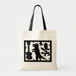 Een gitaar, een dinosaurus en een vogel tote bag