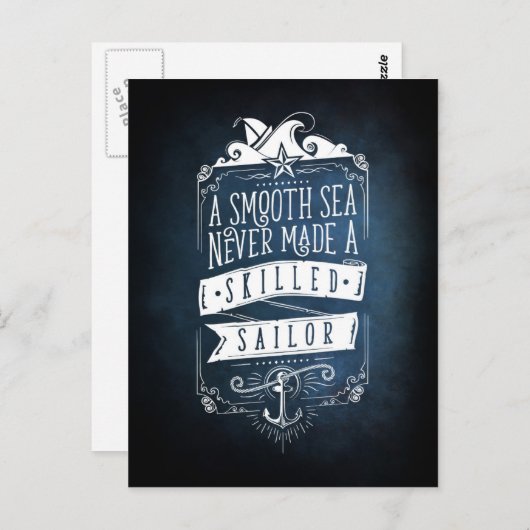 Een glad zee heeft nooit een vaardig zeilschip gem briefkaart (Voorkant / Achterkant)