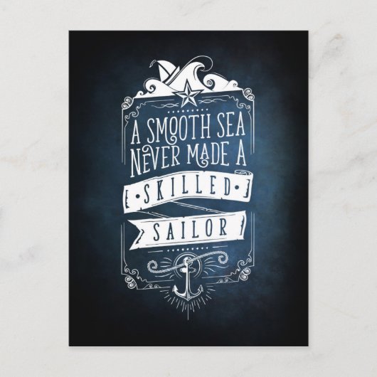 Een glad zee heeft nooit een vaardig zeilschip gem briefkaart (Voorkant)