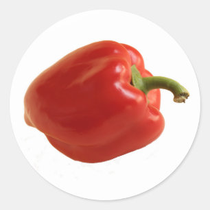 Eén glanzende heldere rode paprika uit Mexico Ronde Sticker