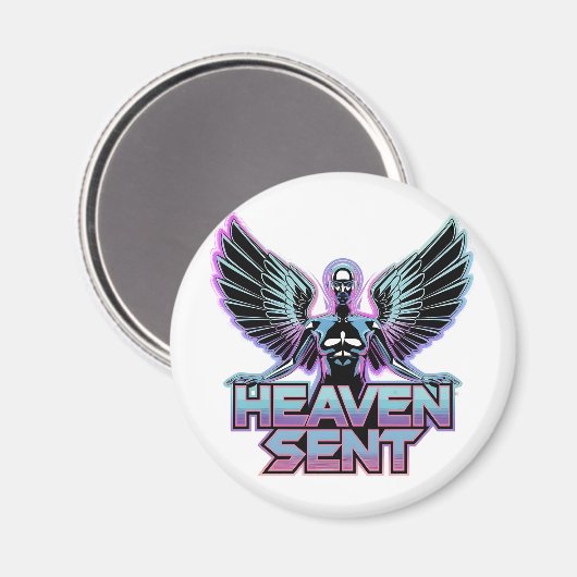 Een glanzende, metalen engel met vleugels, Y2K-ont Magneet (Voorkant / Achterkant)