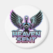 Een glanzende, metalen engel met vleugels, Y2K-ont Magneet (Voorkant)