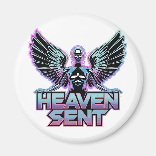 Een glanzende, metalen engel met vleugels, Y2K-ont Magneet (Voorkant)