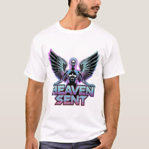 Een glanzende, metalen engel met vleugels, Y2K-ont T-shirt