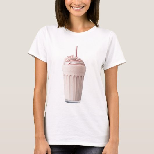 Een glas aardbeienmilkshake t-shirt (Voorkant)