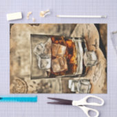 Een glas Bourbon Whiskey Decoupage Paper Tissuepapier (Craft)