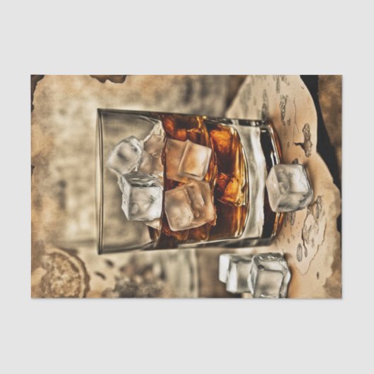 Een glas Bourbon Whiskey Decoupage Paper Tissuepapier (Voorkant)