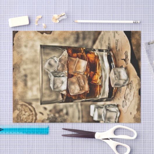 Een glas Bourbon Whiskey Decoupage Paper Tissuepapier (Craft)