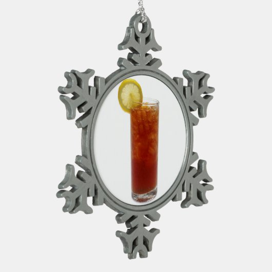 Een glas gehakt thee tin sneeuwvlok ornament (Links)