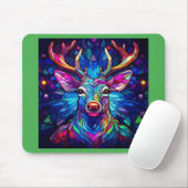 Een Glas in lood kerstrendier Muismat (Met muis)