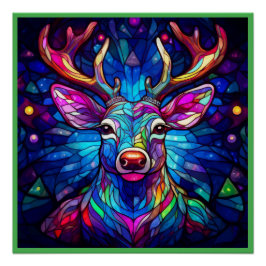 Een Glas in lood kerstrendier Perfect Poster