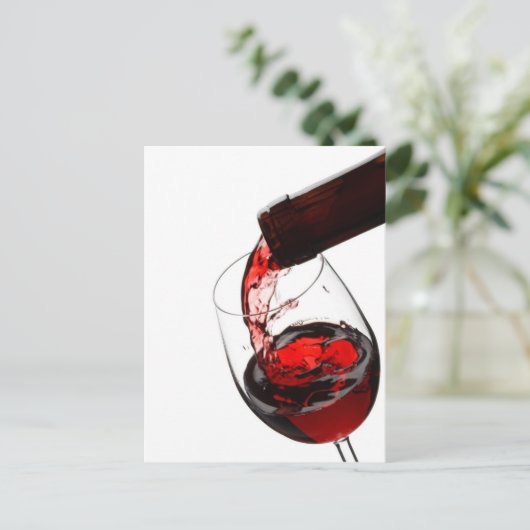 Een glas rode wijn briefkaart (Staand voorkant)