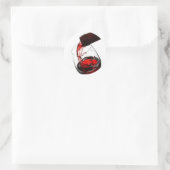 Een glas rode wijn ronde sticker (Tas)