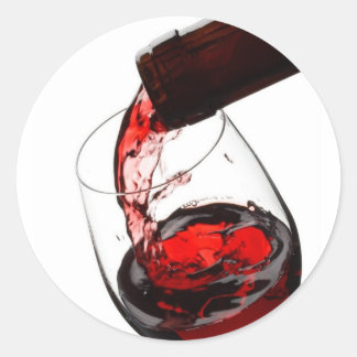 Een glas rode wijn ronde sticker