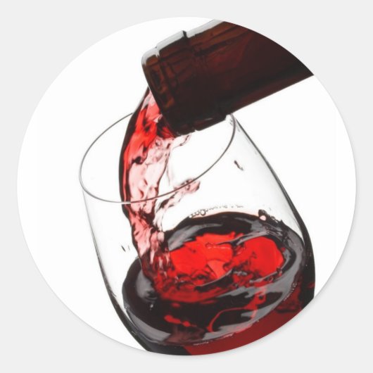 Een glas rode wijn ronde sticker (Voorkant)