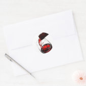 Een glas rode wijn ronde sticker (Envelop)