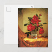 Een glas Rozen, mooie kunst, Briefkaart (Voorkant / Achterkant)