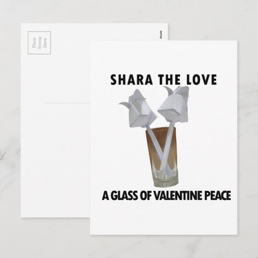 Een glas valentijn vrede. feestdagenkaart (Voorkant / Achterkant)