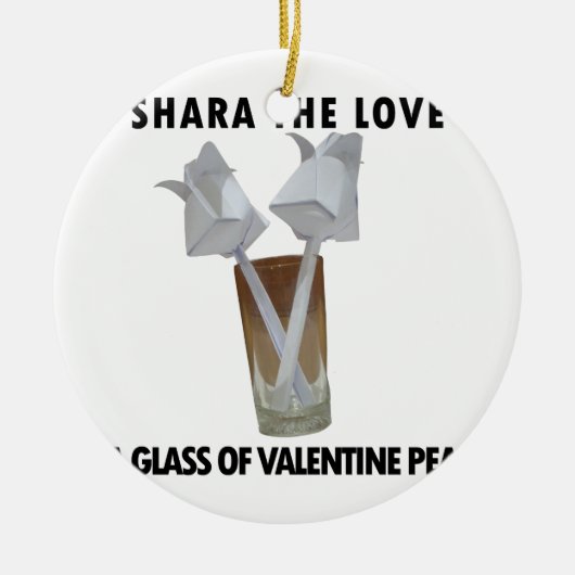 Een glas valentijn vrede. keramisch ornament (Voorkant)