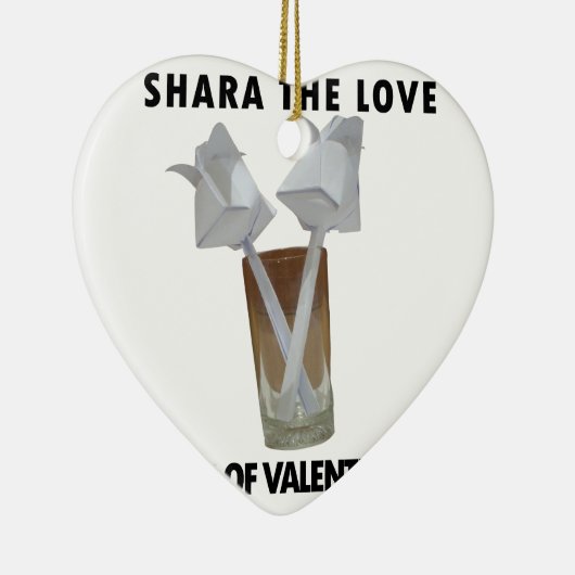 Een glas valentijn vrede. keramisch ornament (Rechts)