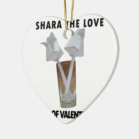 Een glas valentijn vrede. keramisch ornament (Links)