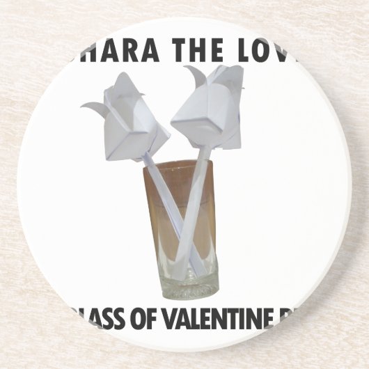 Een glas valentijn vrede. zandsteen onderzetter (Voorkant)