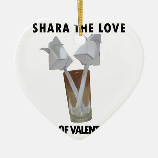 Een glas valentijnsvrede. keramisch ornament (Voorkant)