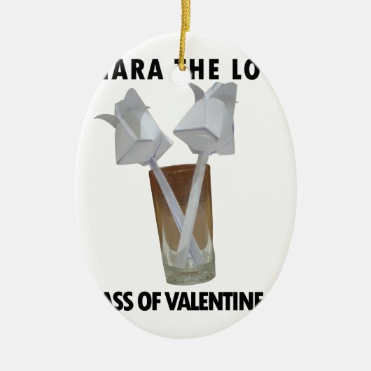 Een glas valentijnsvrede. keramisch ornament (Voorkant)