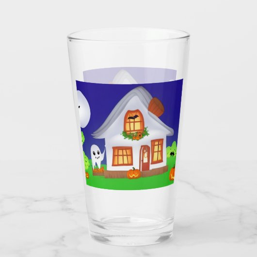 Een glas van hoge kwaliteit met Halloween House &  (Achterkant)