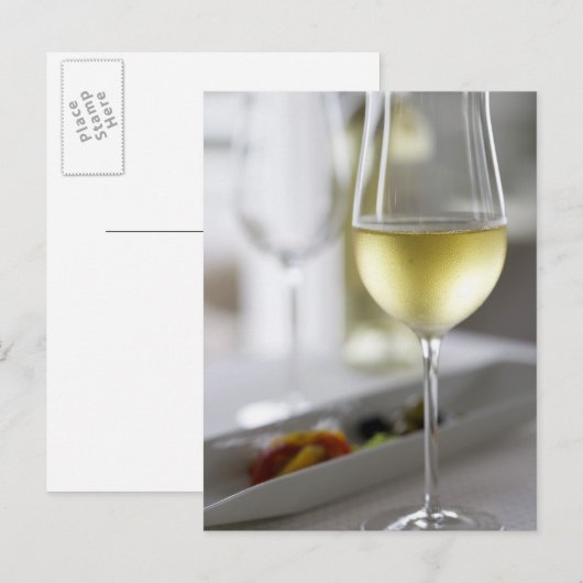 Een glas witte wijn 2 briefkaart (Voorkant / Achterkant)