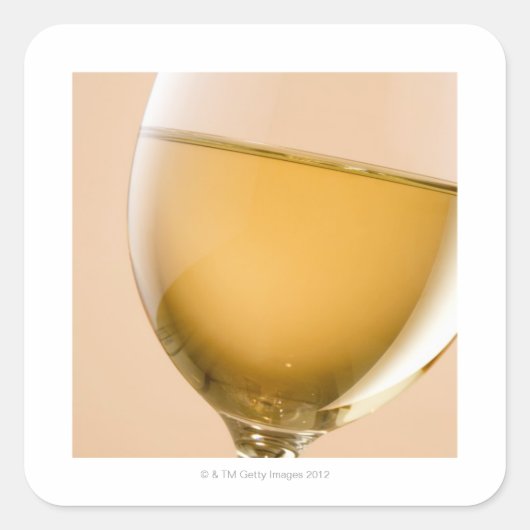 Een glas witte wijn vierkante sticker (Voorkant)