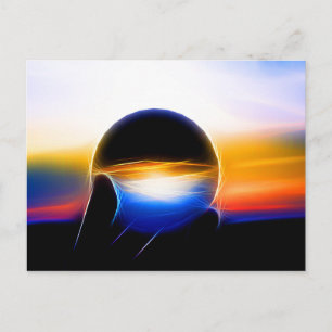 Een glazen bol in neonstijl briefkaart