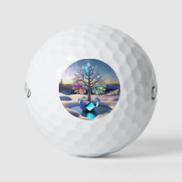 Een glazen kristalboom, glitter binnenin, kristall golfballen