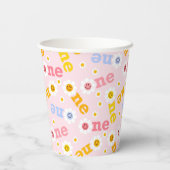 Een glimlach eerste verjaardag Daisy Pastel Girls Papieren Bekers (Achterkant)