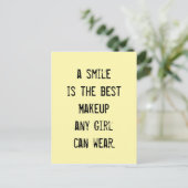 Een glimlach is de beste Makeup die elk meisje kan Briefkaart (Staand voorkant)