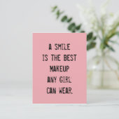 Een glimlach is de beste Makeup die elk meisje kan Briefkaart (Staand voorkant)