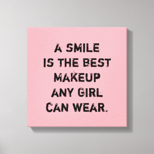 Een glimlach is de beste Makeup die elk meisje kan Canvas Afdruk