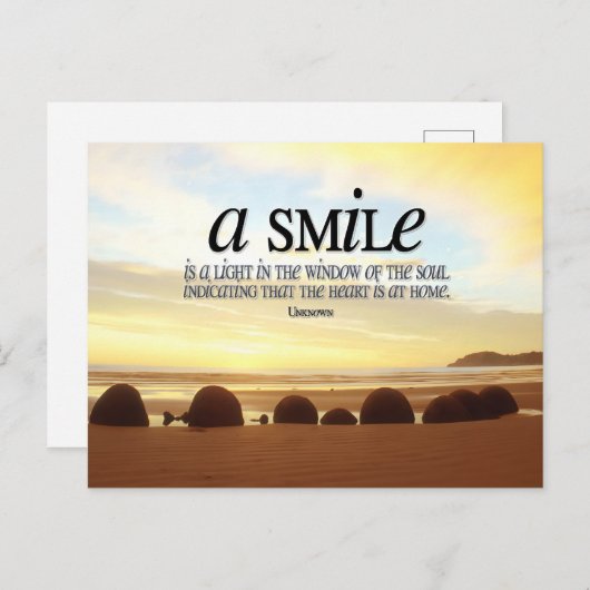 "Een glimlach is een licht" Inspirerend Quote Briefkaart (Voorkant / Achterkant)